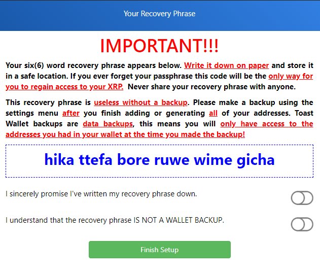 Toast wallet recovery phrase